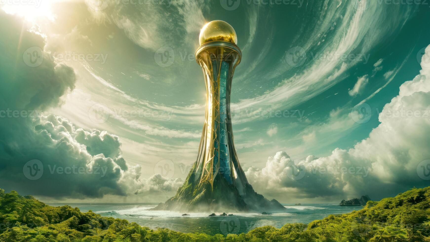 an art work i just happened to show the tower of babes on top of a mountain, photo