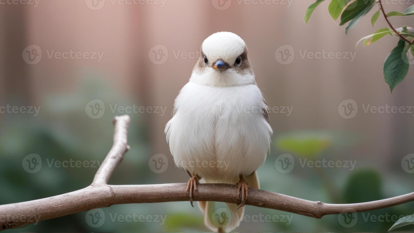 little bird perched on the branch near tree leaves, photo