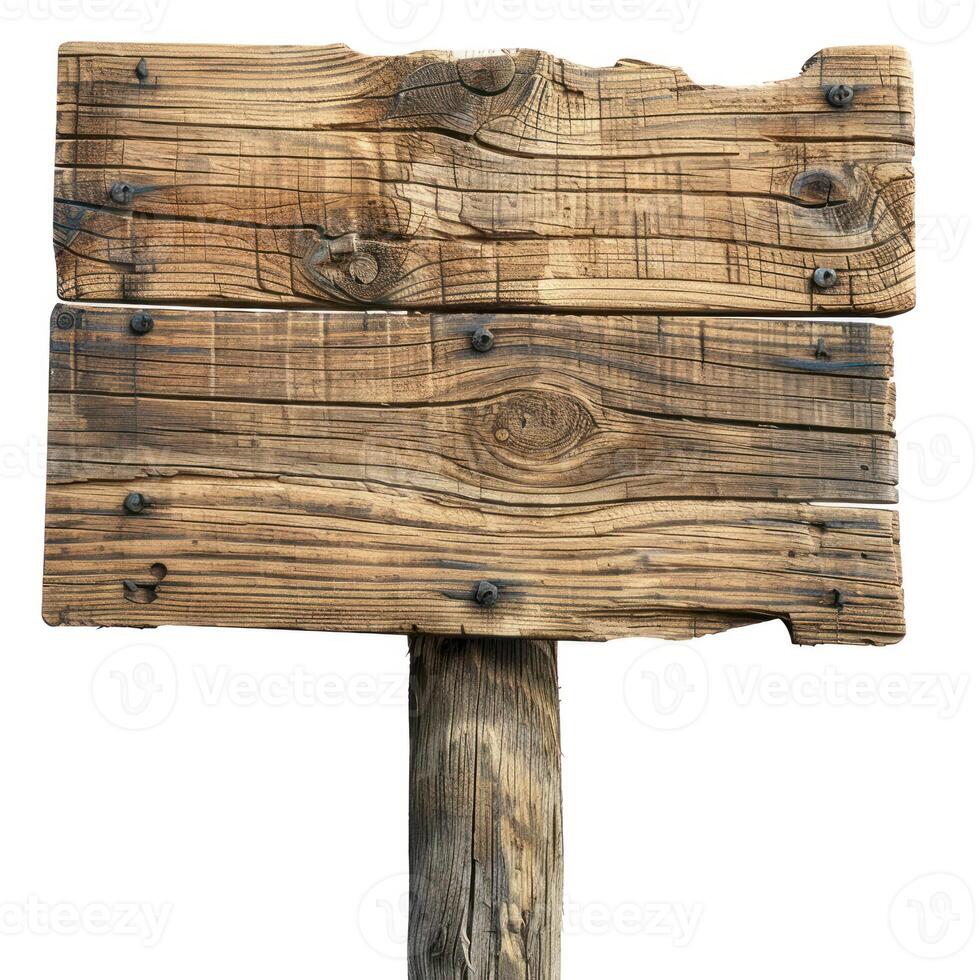 an old wooden sign posted next to another, photo