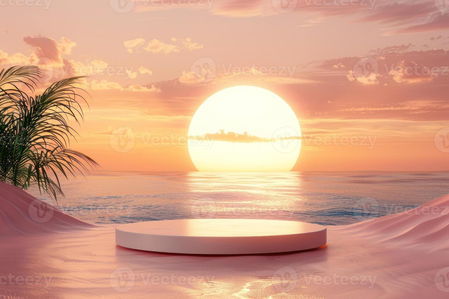 a sunset scene on the beach with large clouds and blue water, photo