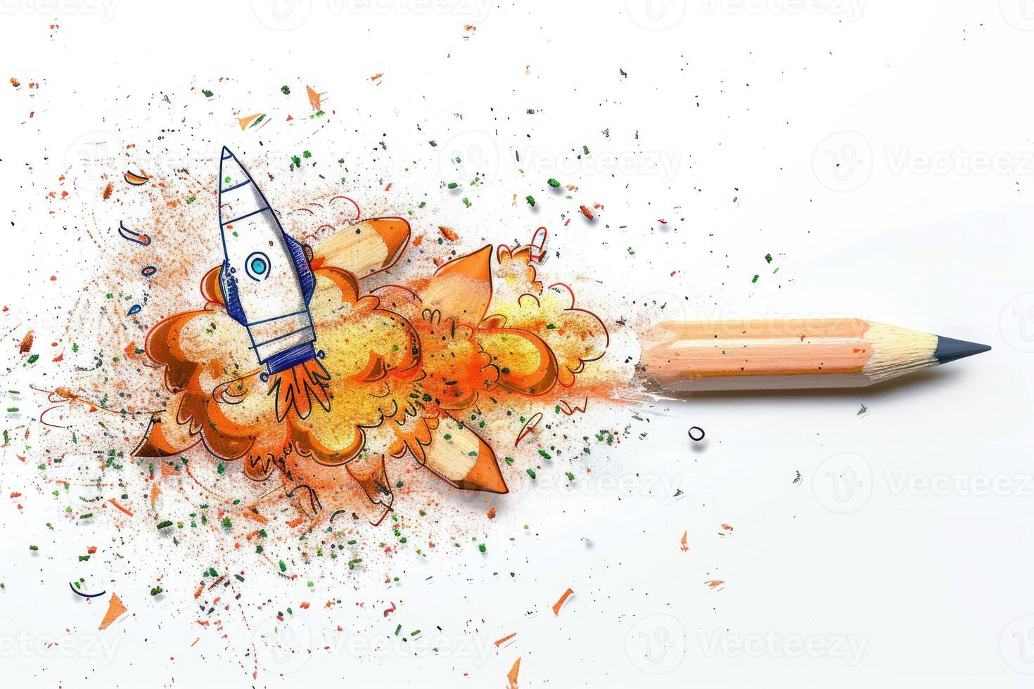 oranges in an exploding pencil and shavings, photo