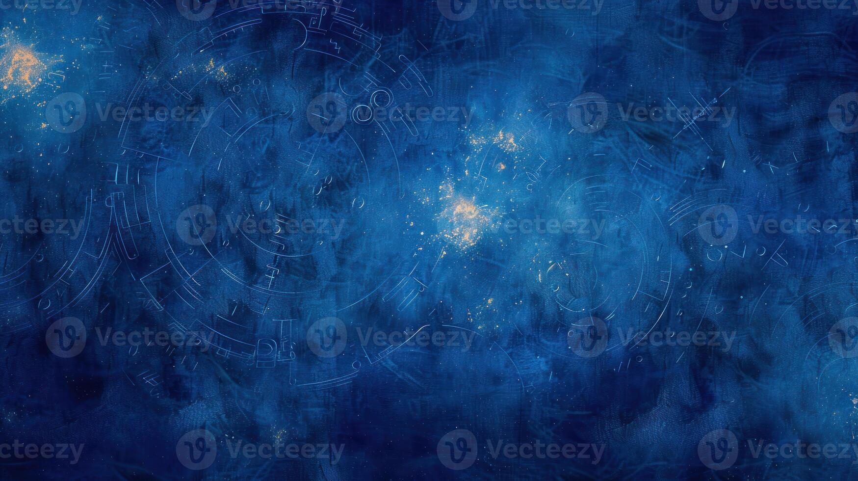 blue with many circular images on all the sides, photo