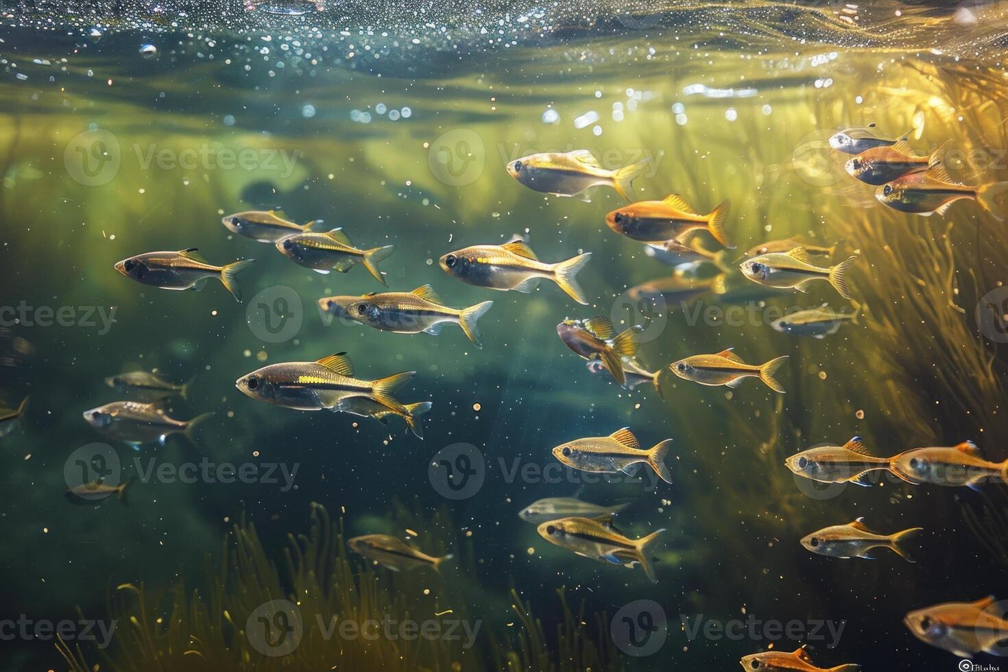 the water around with many fish in it, photo