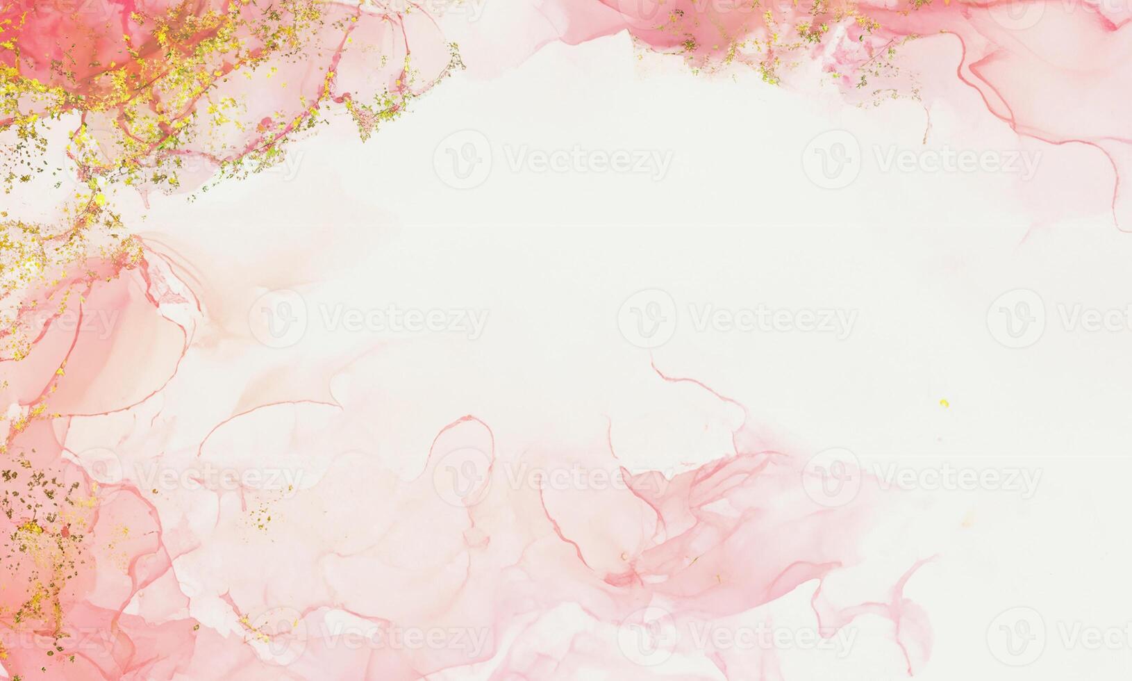 Abstract Pink and White Watercolor Art with Gold Accents - Perfect for Invitations, Banners, and Backgrounds photo