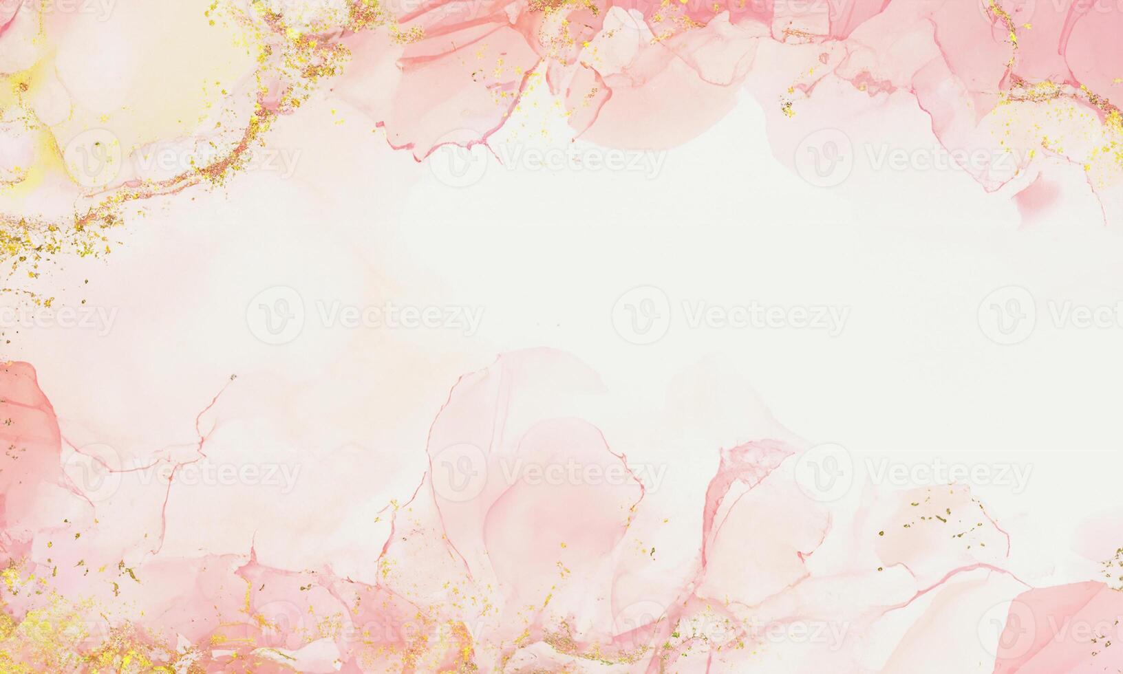 Abstract Pink and White Watercolor Art with Gold Accents for Invitations and Backgrounds photo