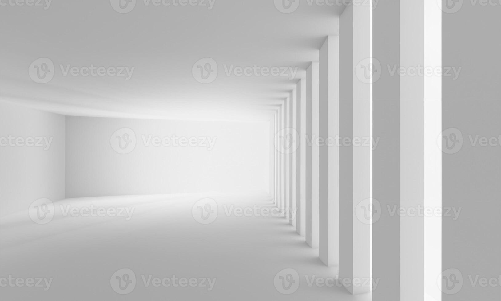 Abstract 3D Rendered Pedestal with White Lighting for Art Display Mockup photo