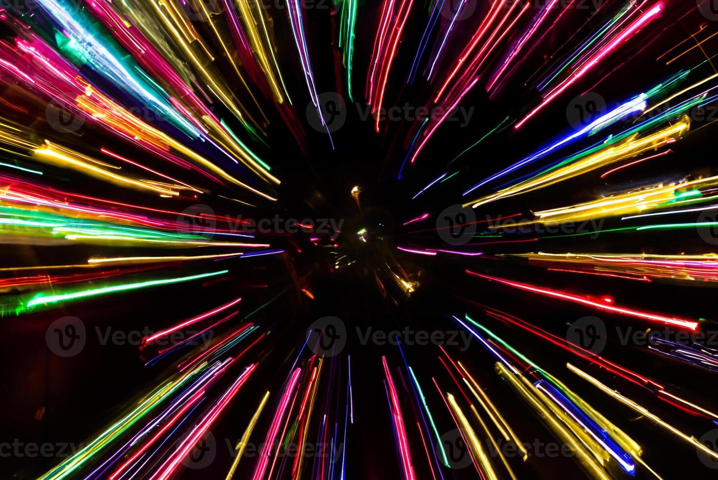 Vibrant Neon Light Patterns Against Dark Background photo