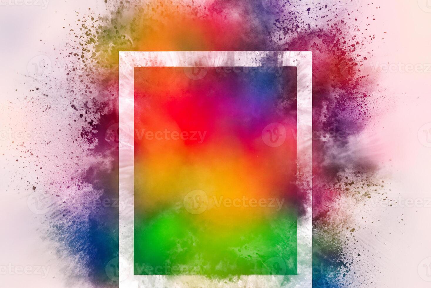 Freeze Frame of Vibrant Colored Powder Explosion - Dynamic 3D Illustration photo