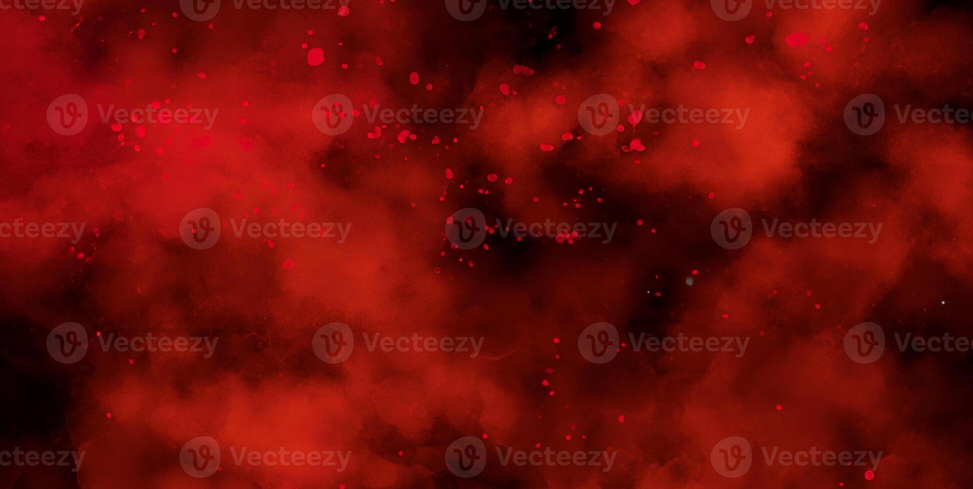 Dynamic Abstract Red Powder Explosion on Black Background with Smoke Frame and Space photo