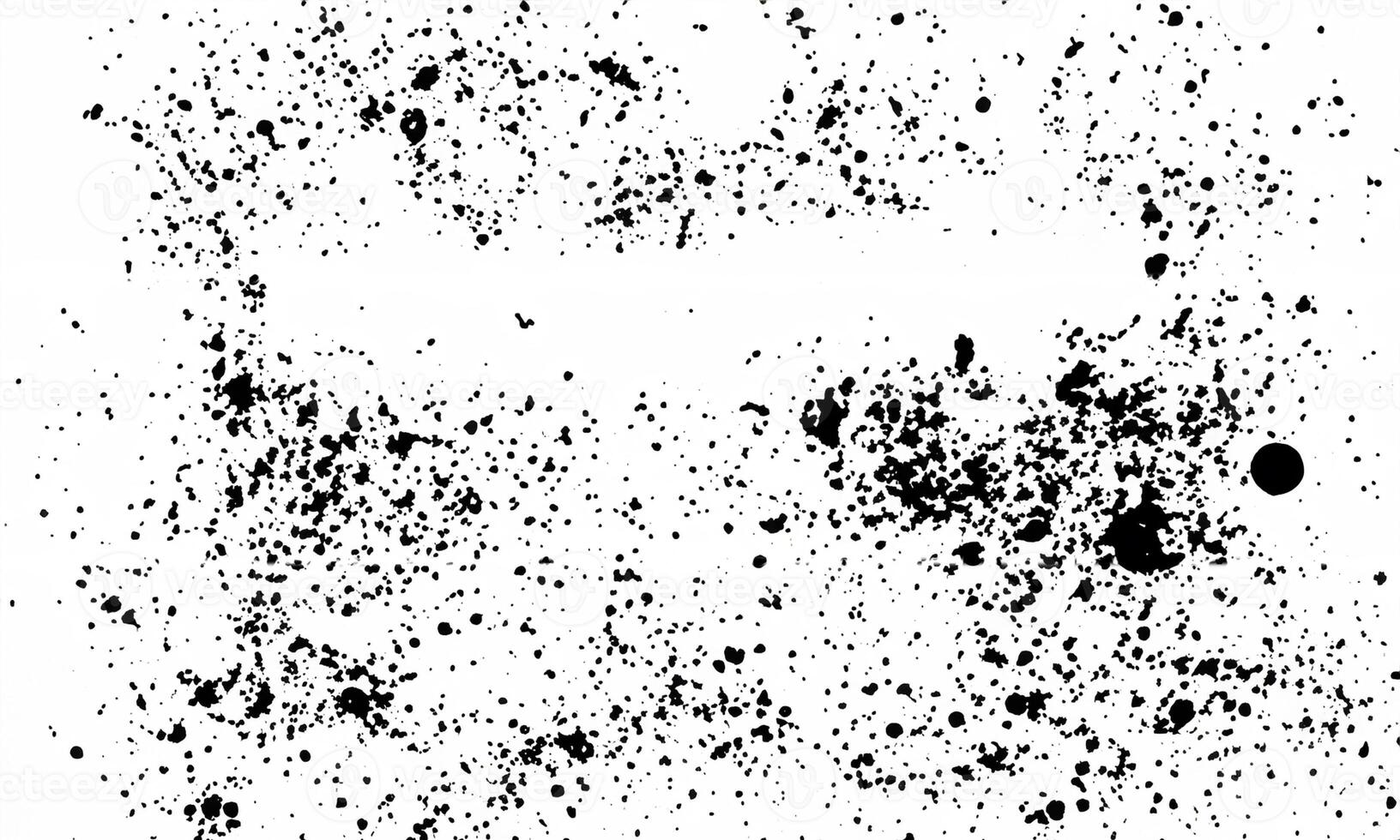 Abstract Black Ink Splatter on White Background with Square Design Elements for Copy Space Frame photo
