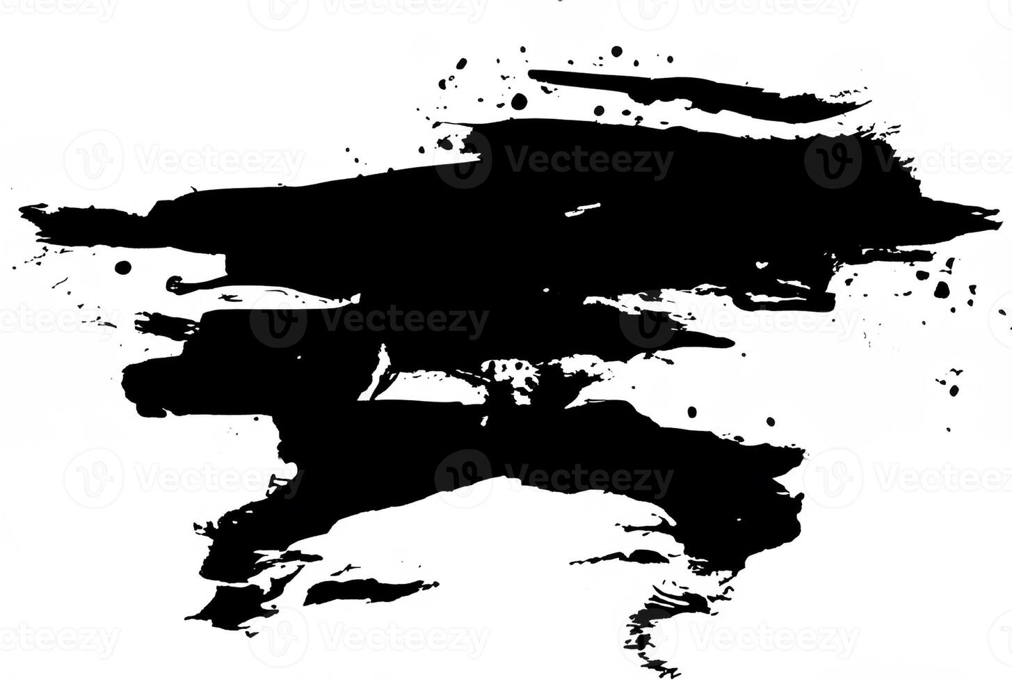 Abstract Black Ink Brush Stroke for Design Element, Dynamic Rough Texture photo
