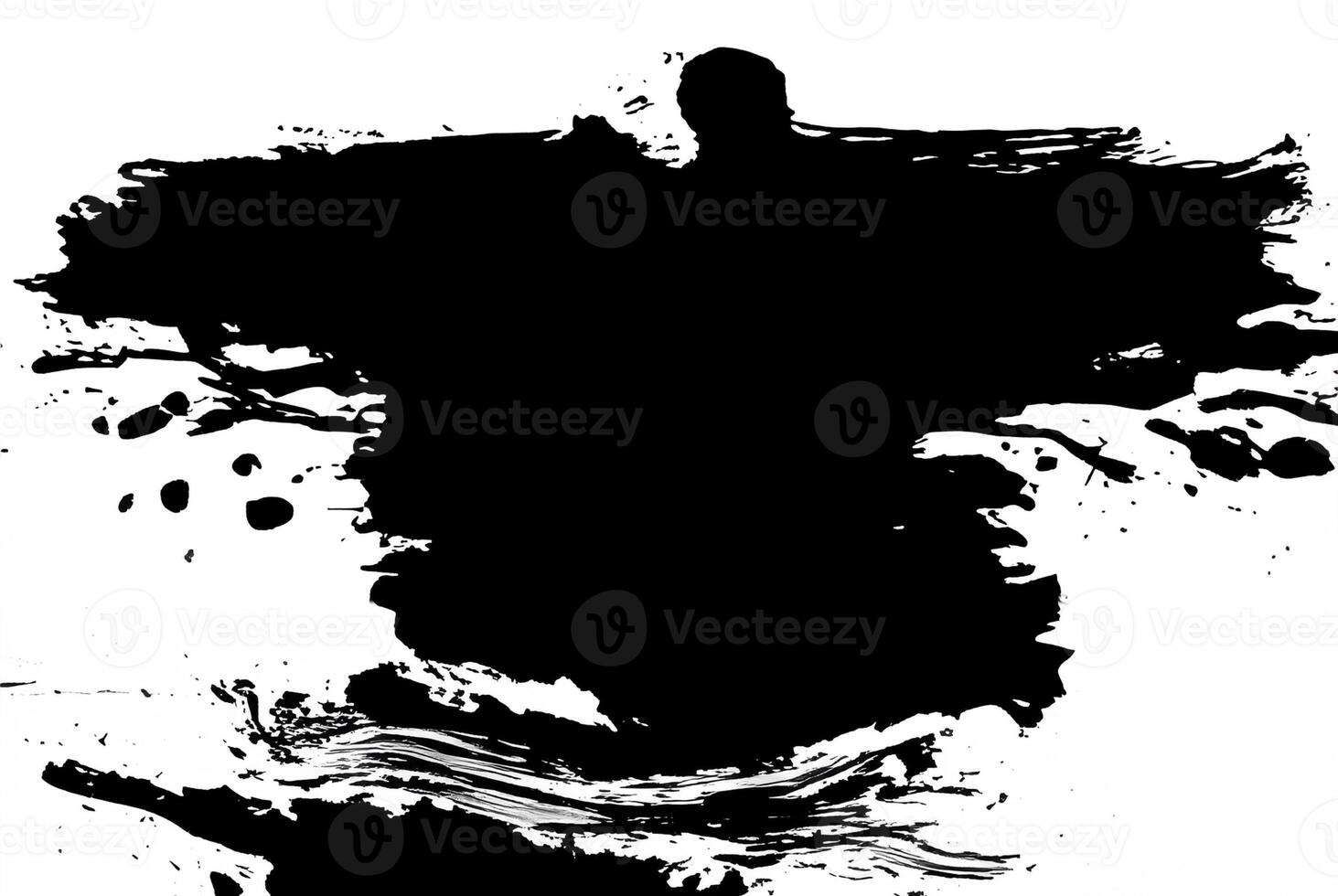 Abstract Black Ink Brush Stroke, Artistic Design Element photo