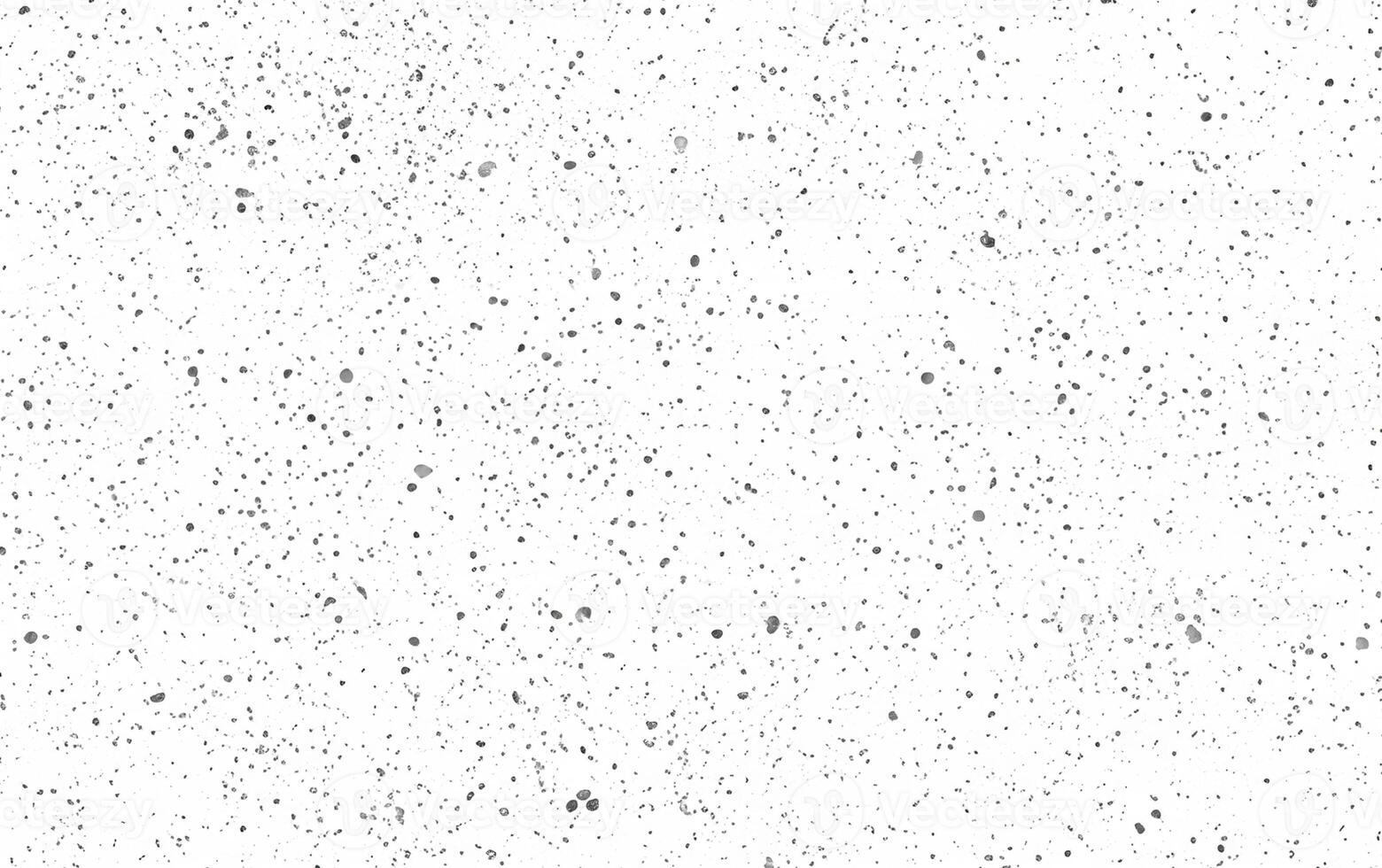 Dirt and Dust Particles on White Background with Texture, Top View. Falling Black Particles Resembling Snow Against White Winter Sky. photo