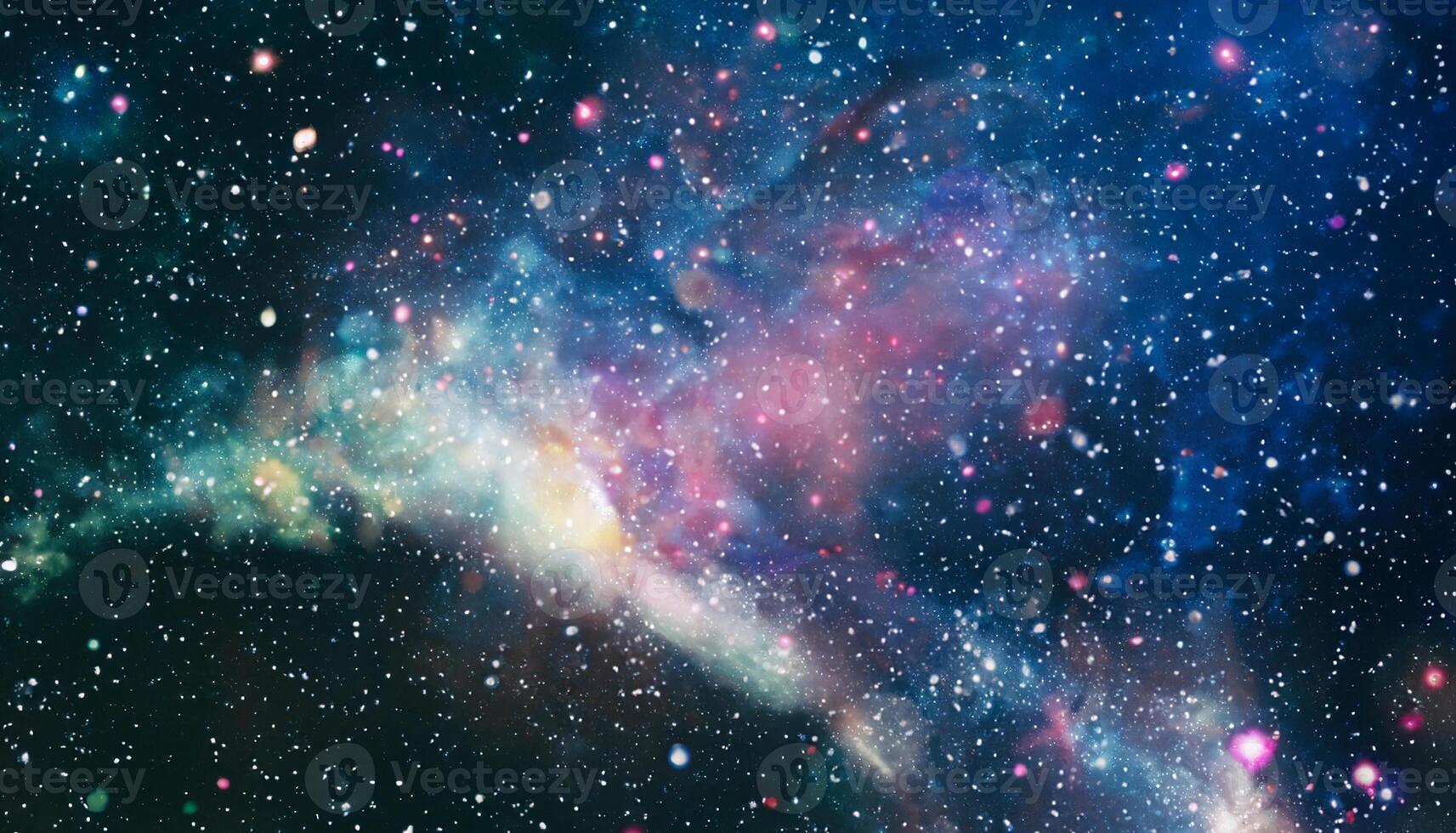 Vibrant Cosmic Nebulae against Colorful NASA Background photo