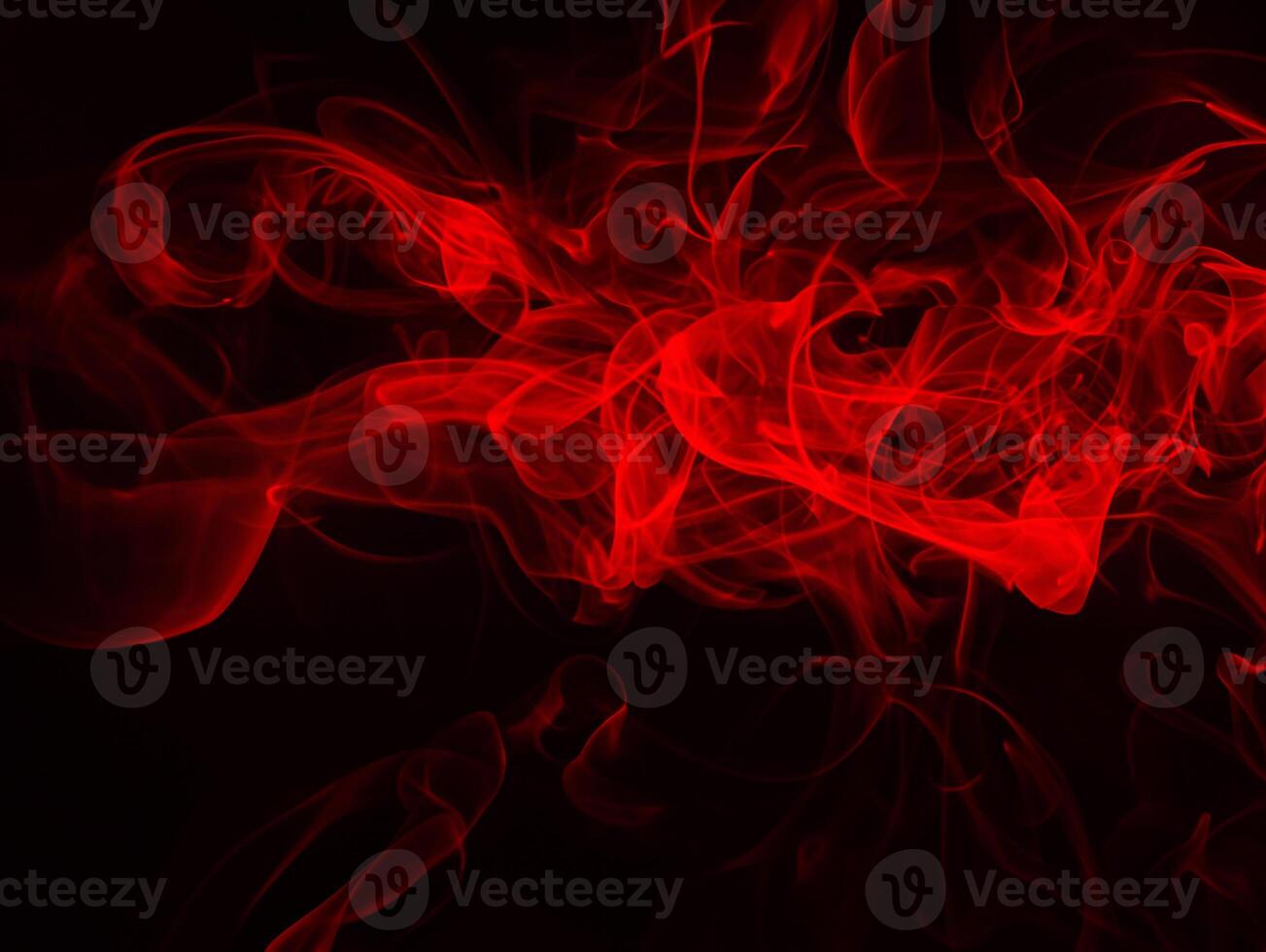 Abstract Red Smoke Over Black Background, Fiery Design Concept photo