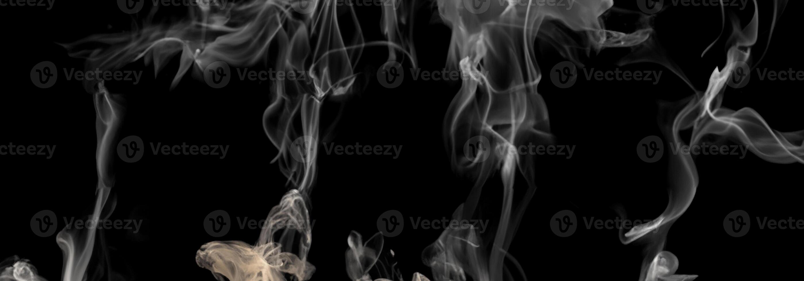 Abstract White Smoke Swirls on Black Background photo
