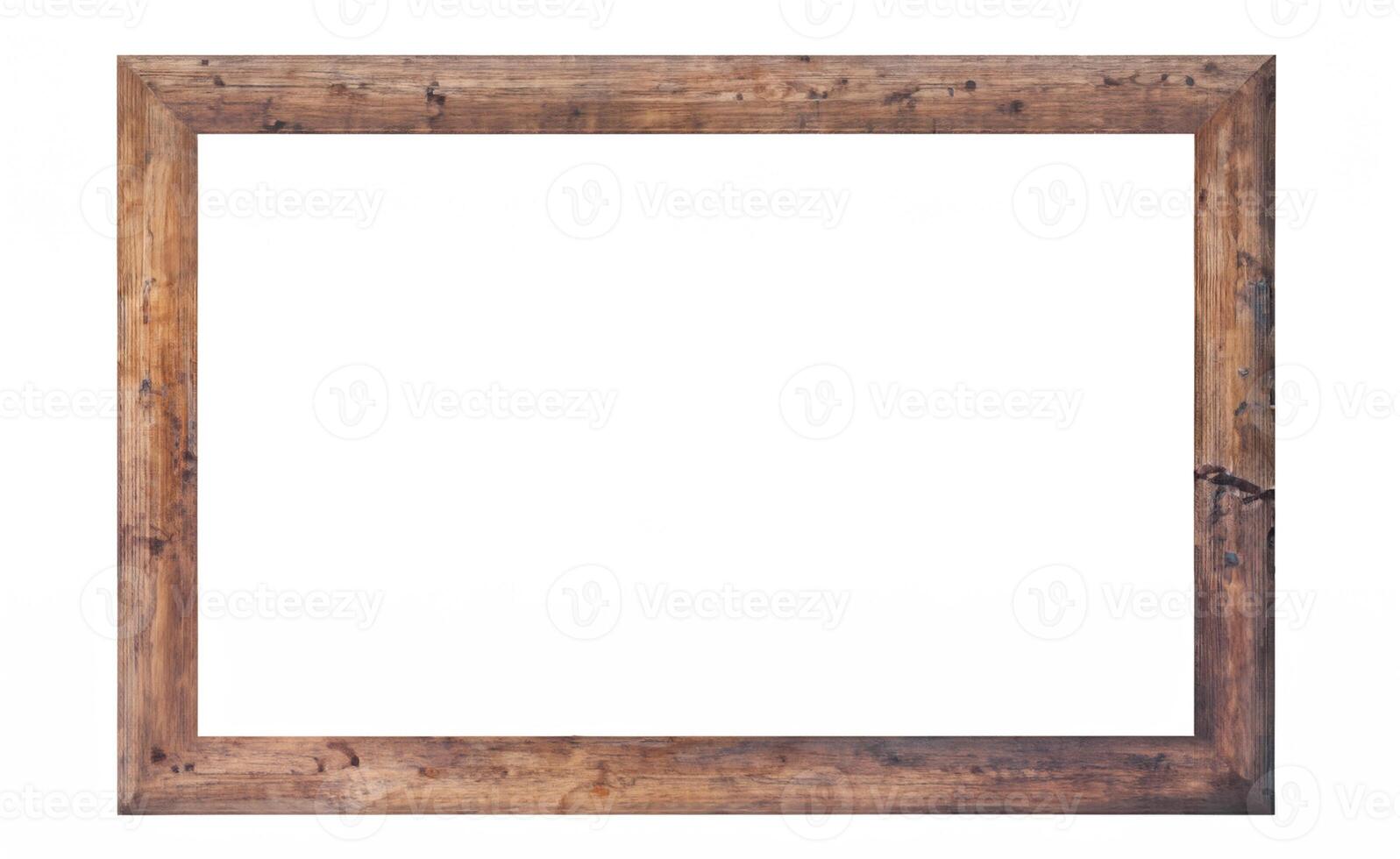Wooden Frame Picture Isolated on White Background for Interior Design Concept photo