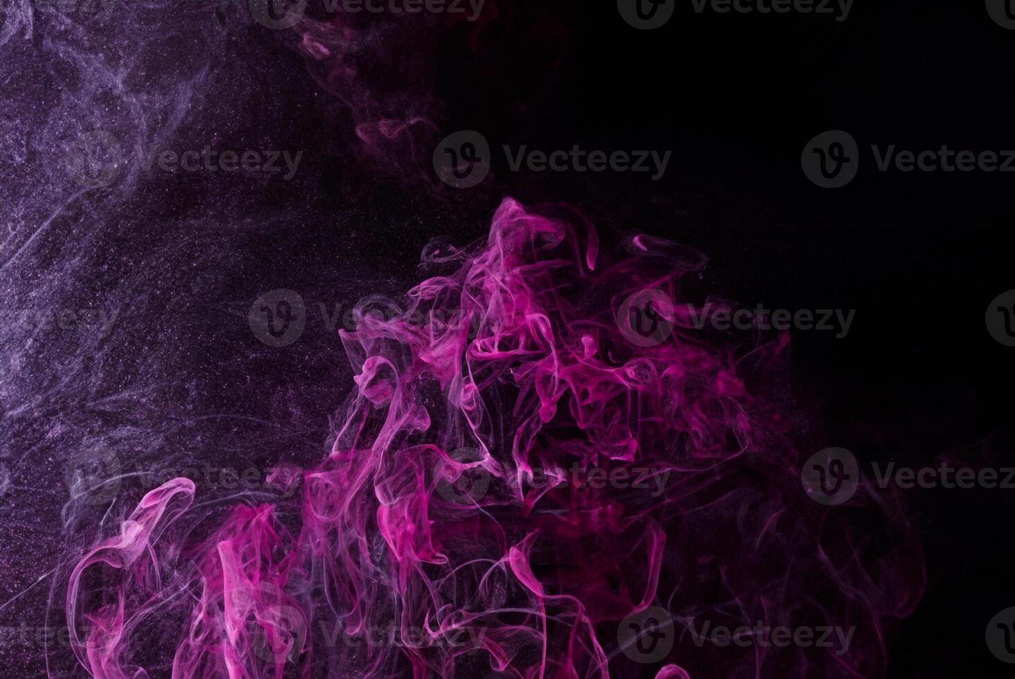 Dark Pink and Black Abstract Ocean Scene, Paint Splashes, Water Waves, and Smoke Clouds photo