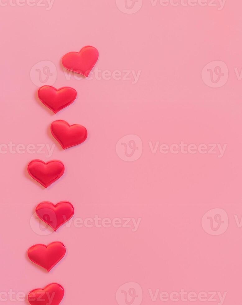 Red Heart on Pink Pastel Background with Text Space photo
