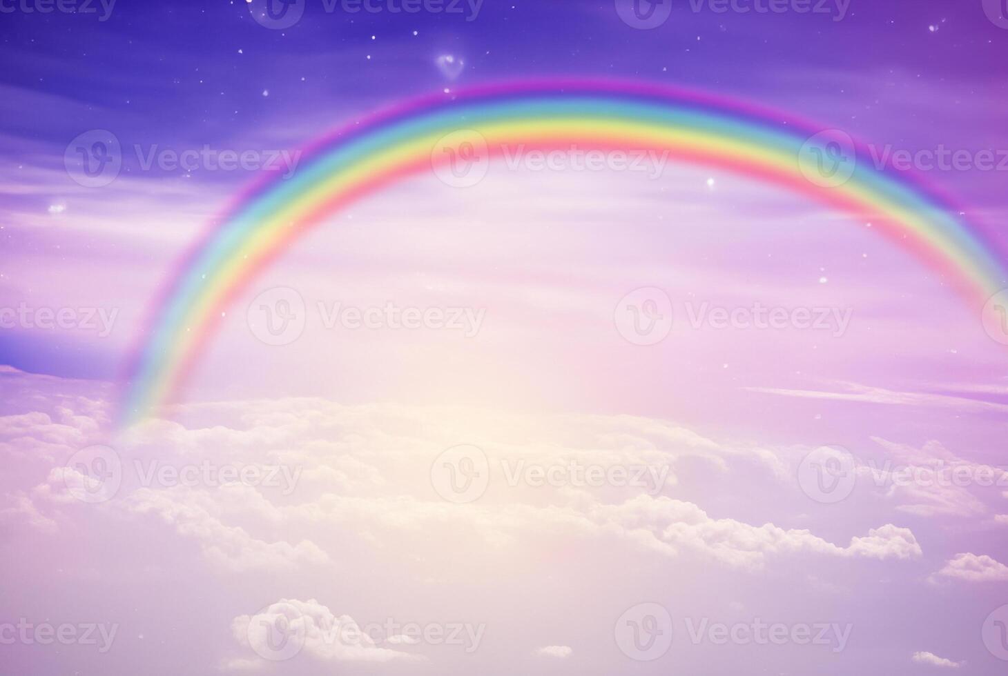 Colorful Rainbow Against a Cloudy Sky photo