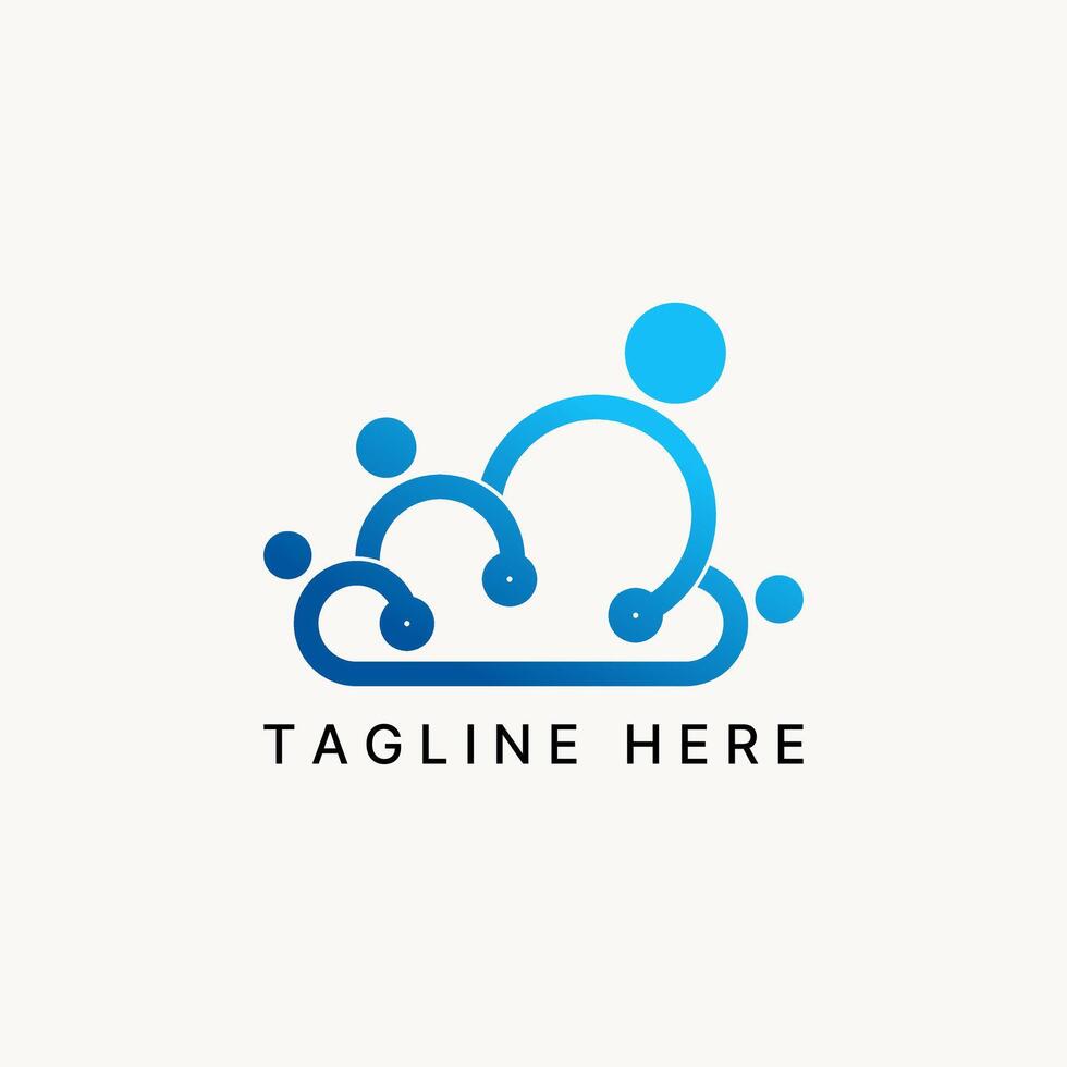 Logo design graphic concept creative premium stock unique cloud dots tech people hand in hand. Related to technology relationship net branding vector