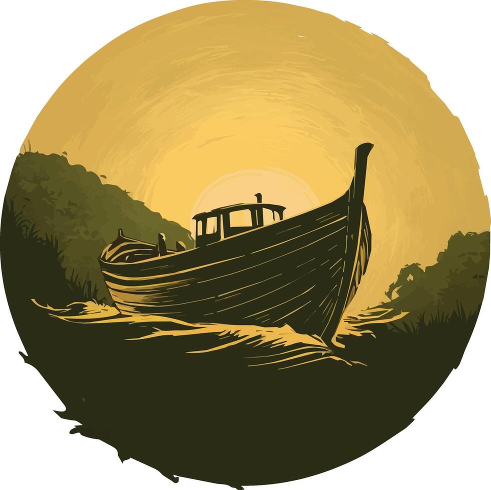 boat on the sea, ship in the sea vector