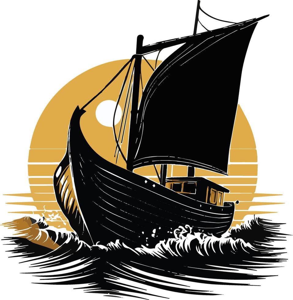 boat on the sea, ship in the sea vector