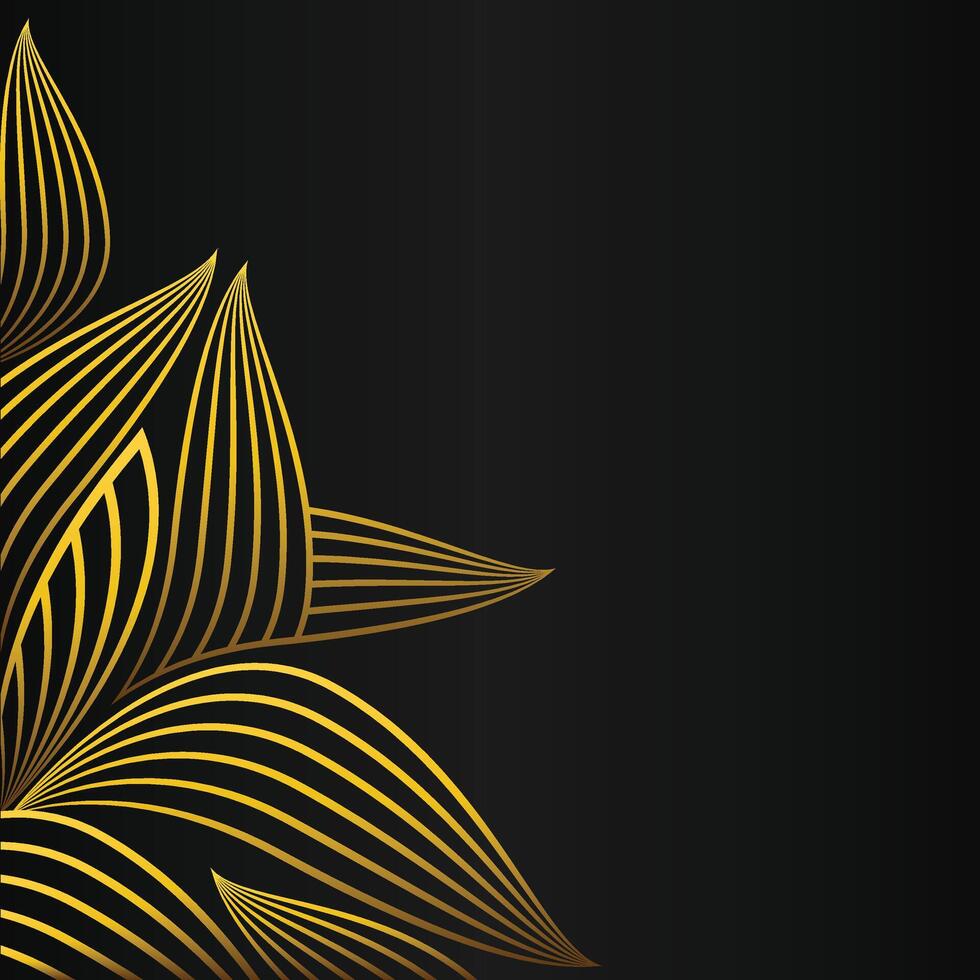 abstract golden flower frame corner decoration on black background vector