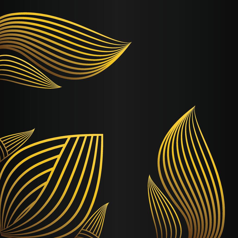 abstract golden flower frame corner decoration on black background vector