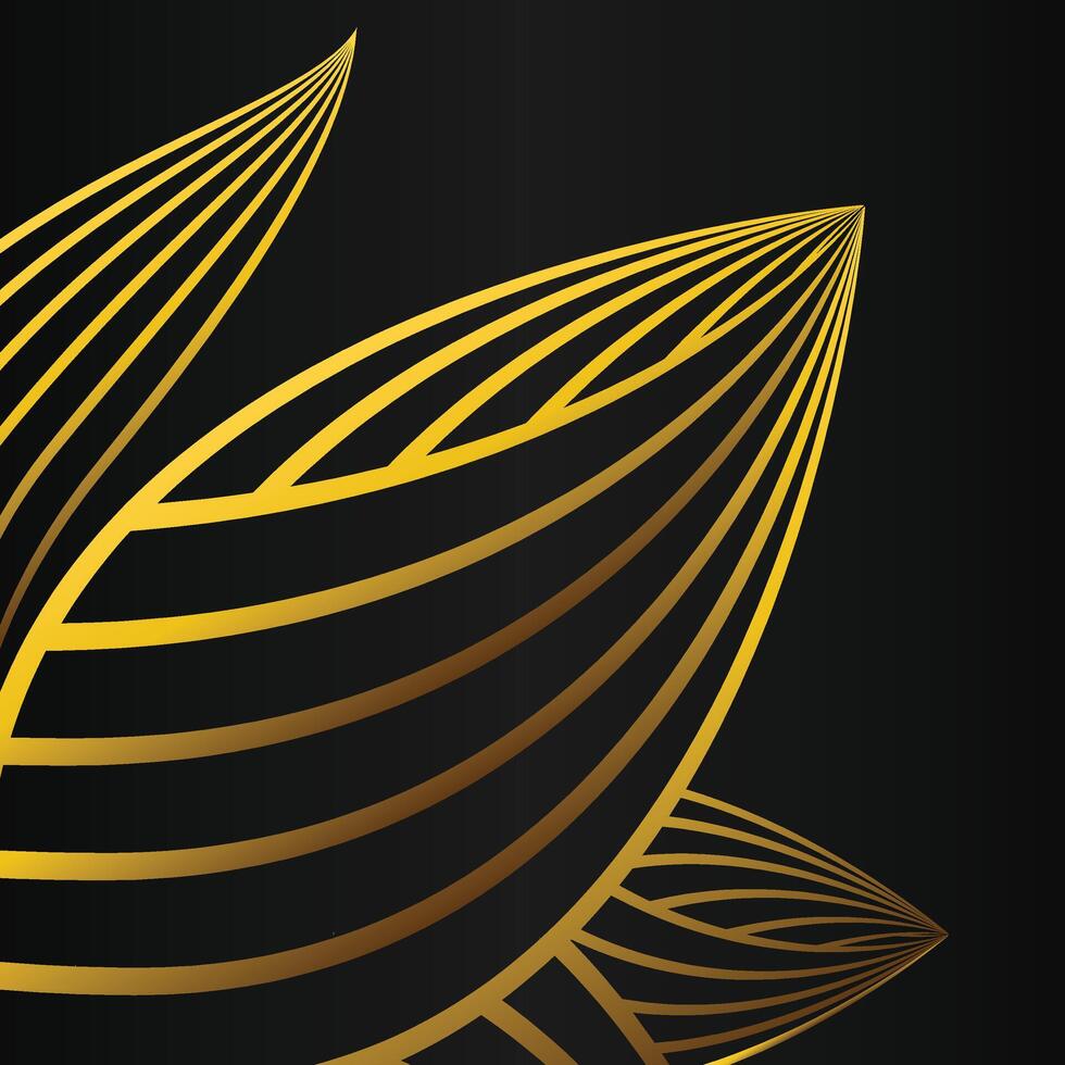 abstract golden flower frame corner decoration on black background vector