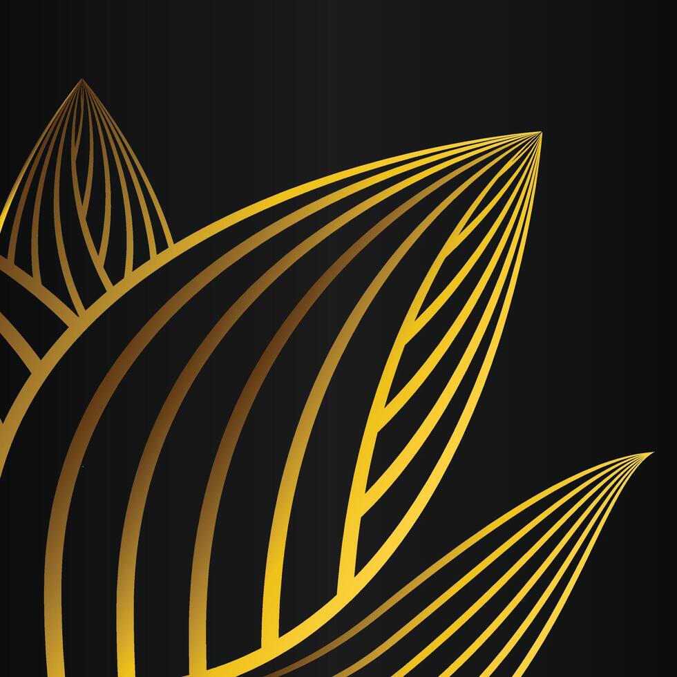 abstract golden flower frame corner decoration on black background vector