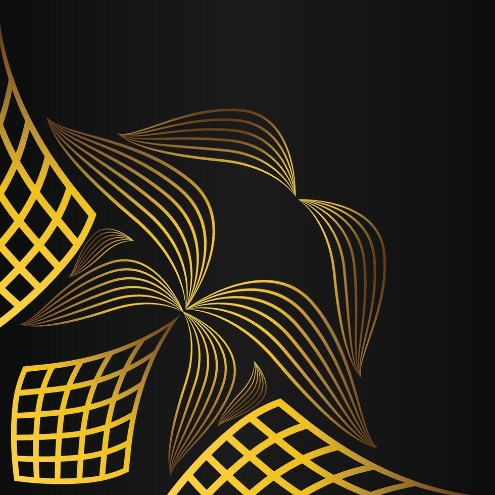 abstract golden flower frame corner decoration on black background vector