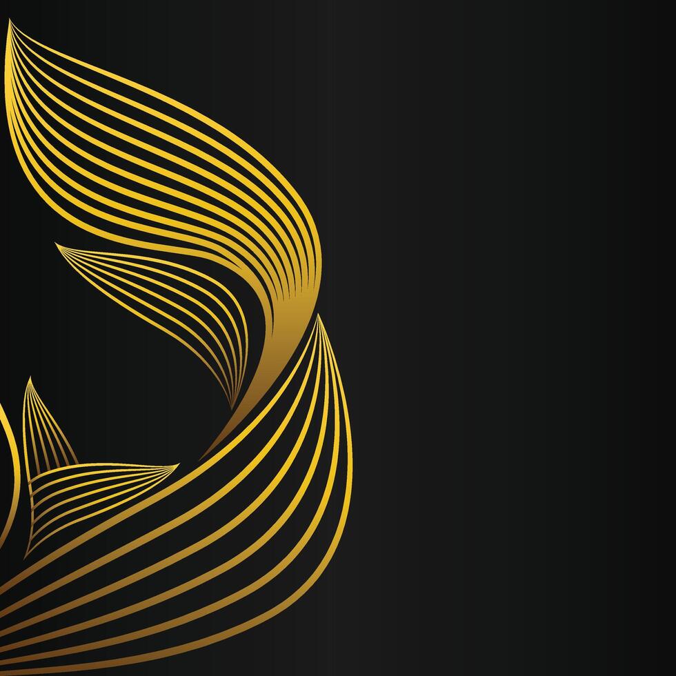 abstract golden flower frame corner decoration on black background vector