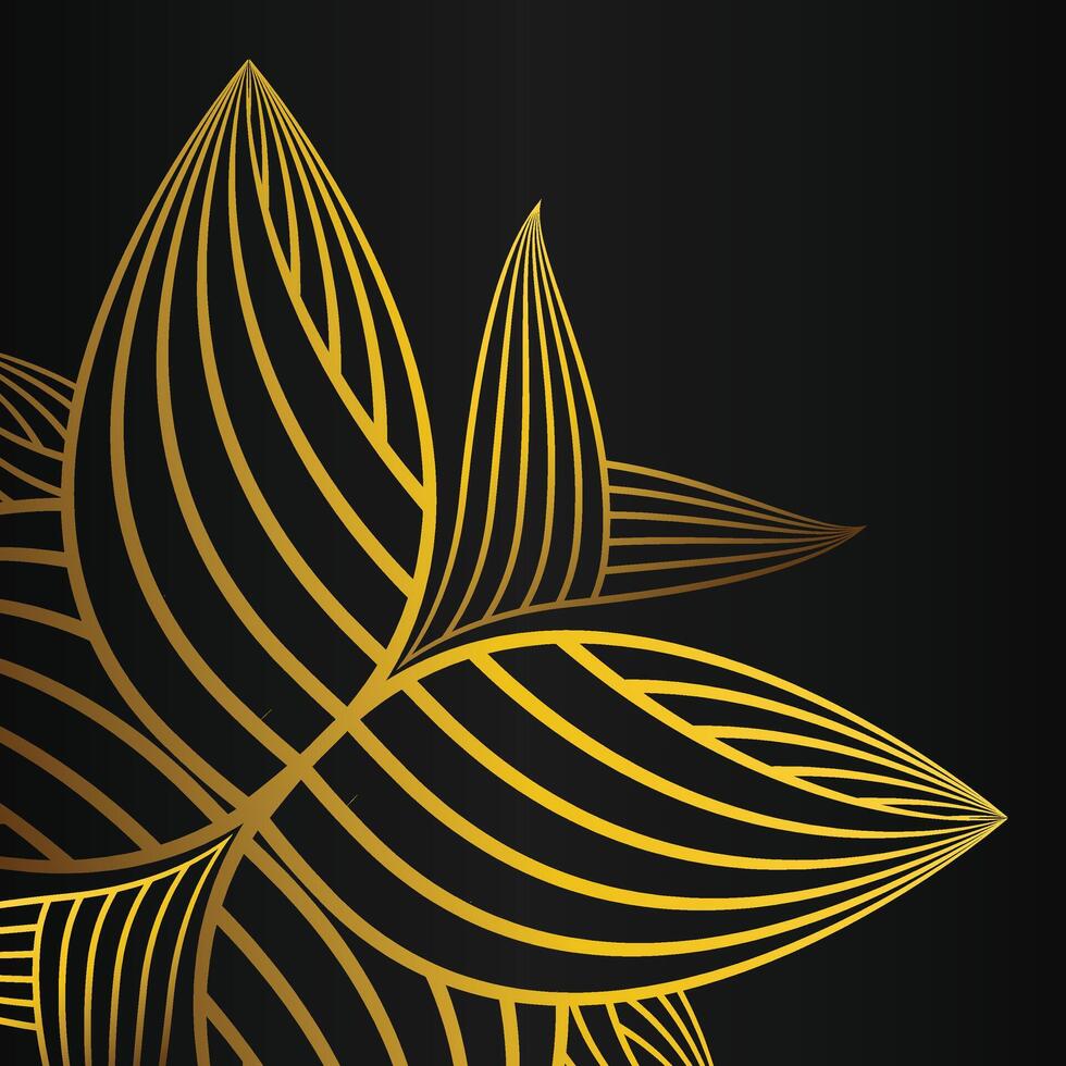 abstract golden flower frame corner decoration on black background vector