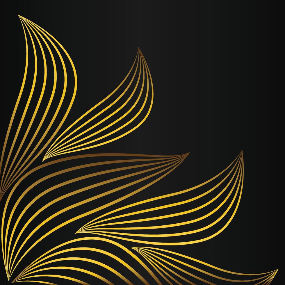abstract golden flower frame corner decoration on black background vector