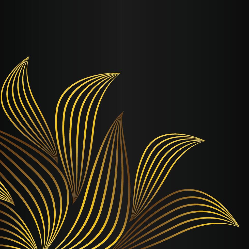 abstract golden flower frame corner decoration on black background vector