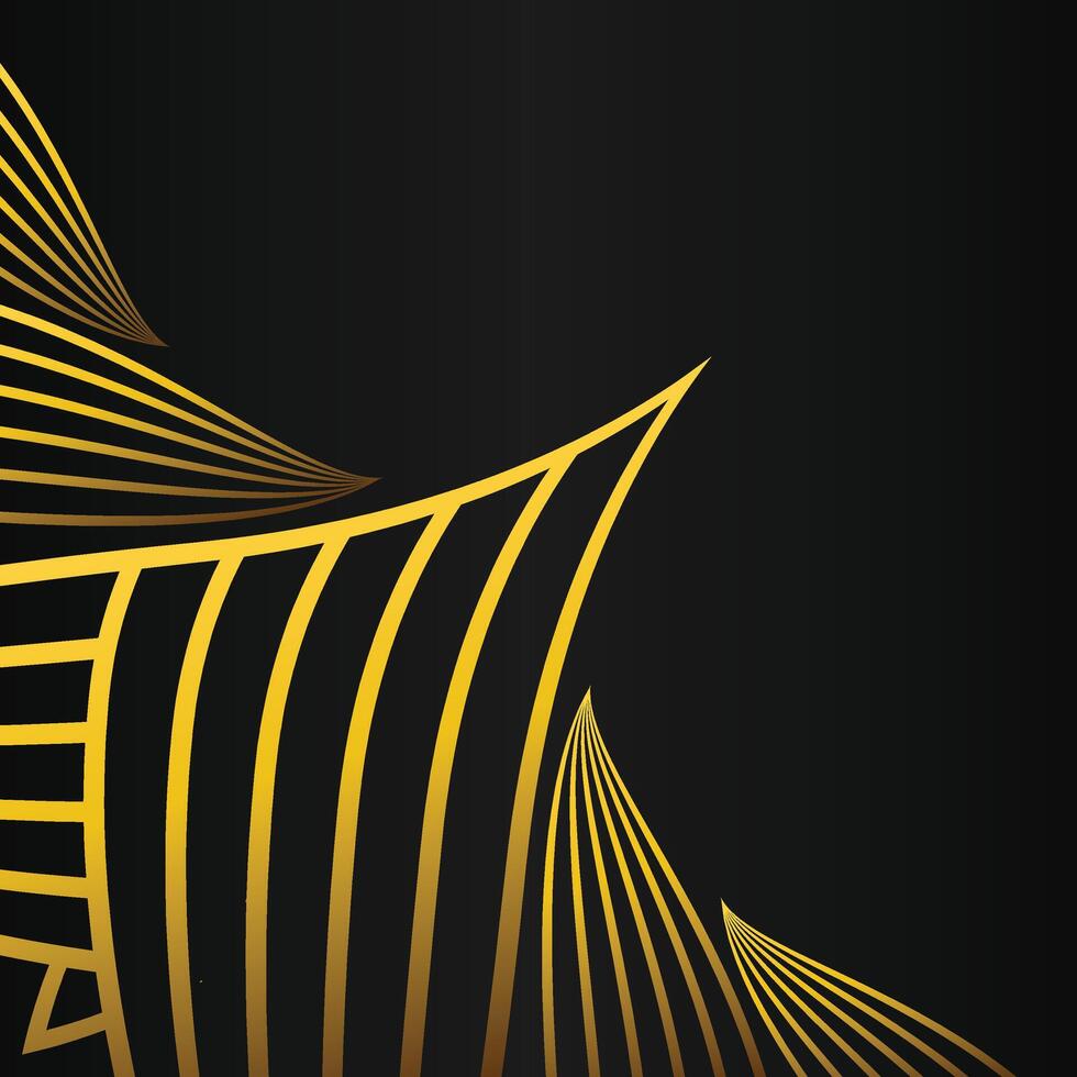 abstract golden flower frame corner decoration on black background vector