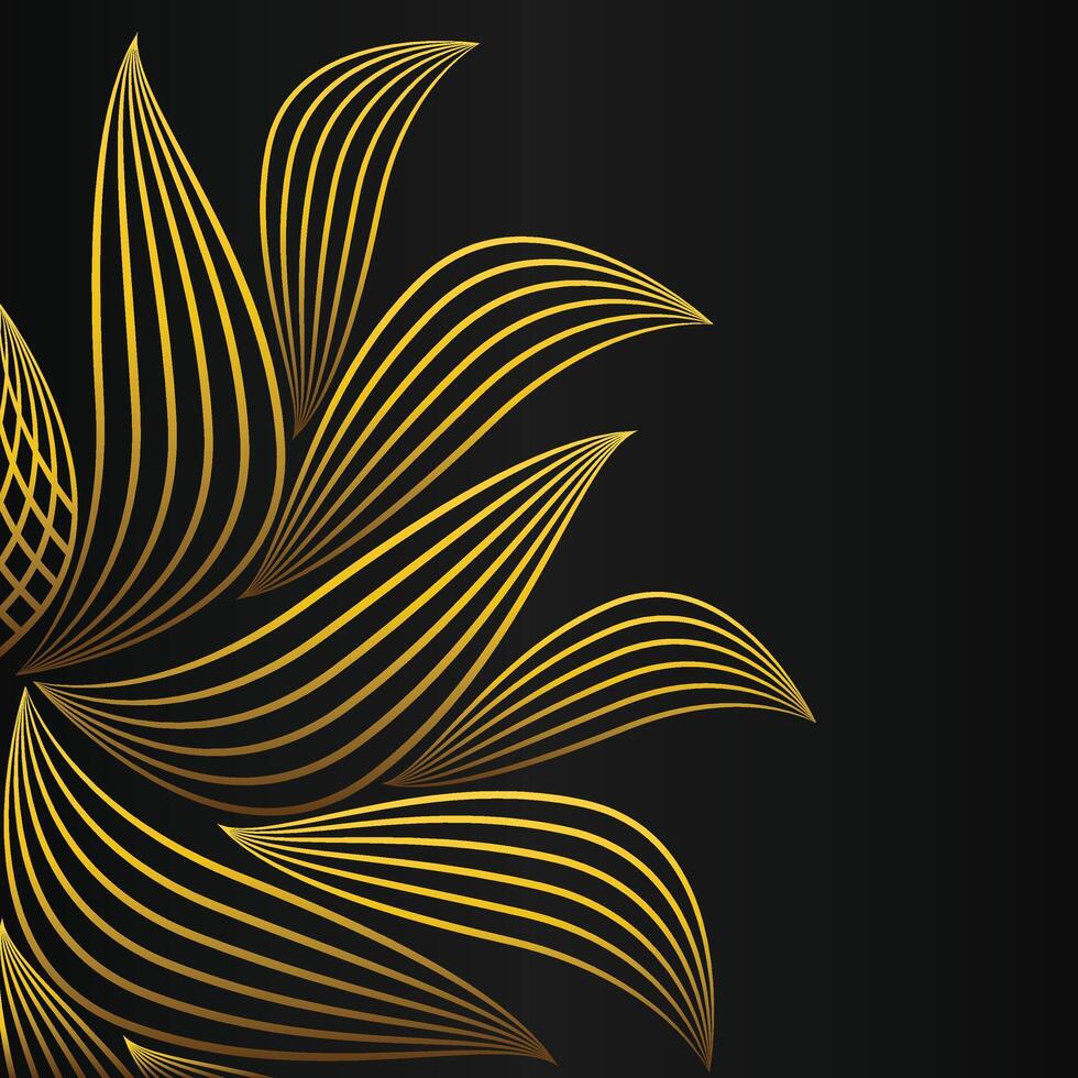 abstract golden flower frame corner decoration on black background vector