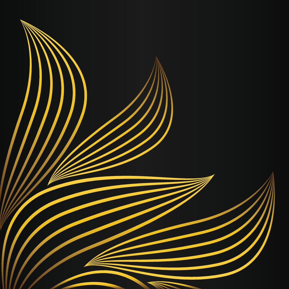 abstract golden flower frame corner decoration on black background vector