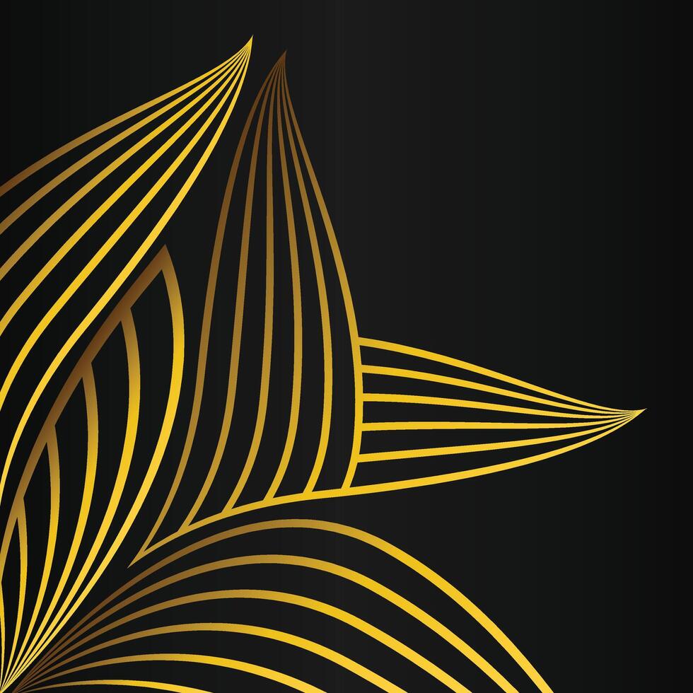 abstract golden flower frame corner decoration on black background vector
