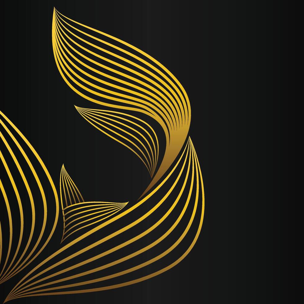 abstract golden flower frame corner decoration on black background vector