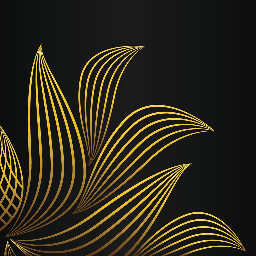 abstract golden flower frame corner decoration on black background vector