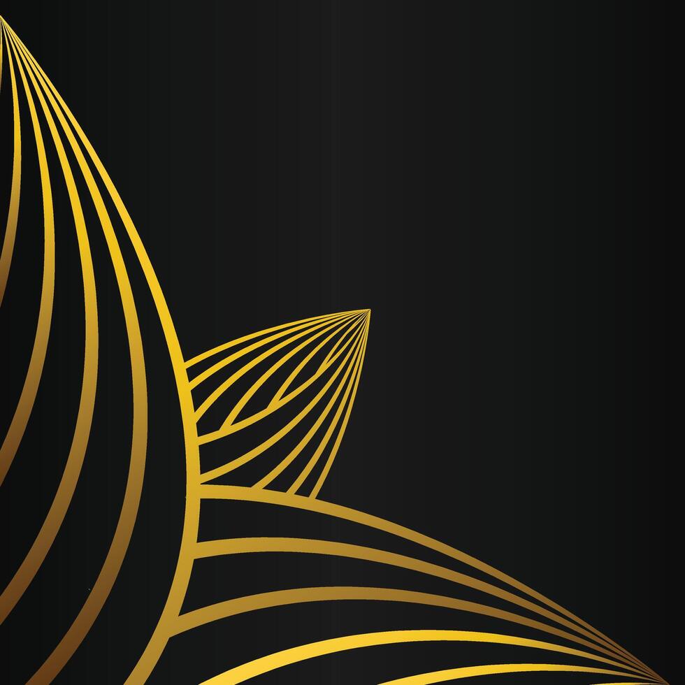 abstract golden flower frame corner decoration on black background vector