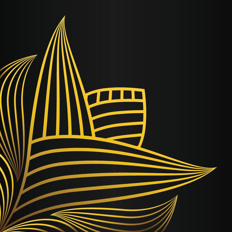 abstract golden flower frame corner decoration on black background vector