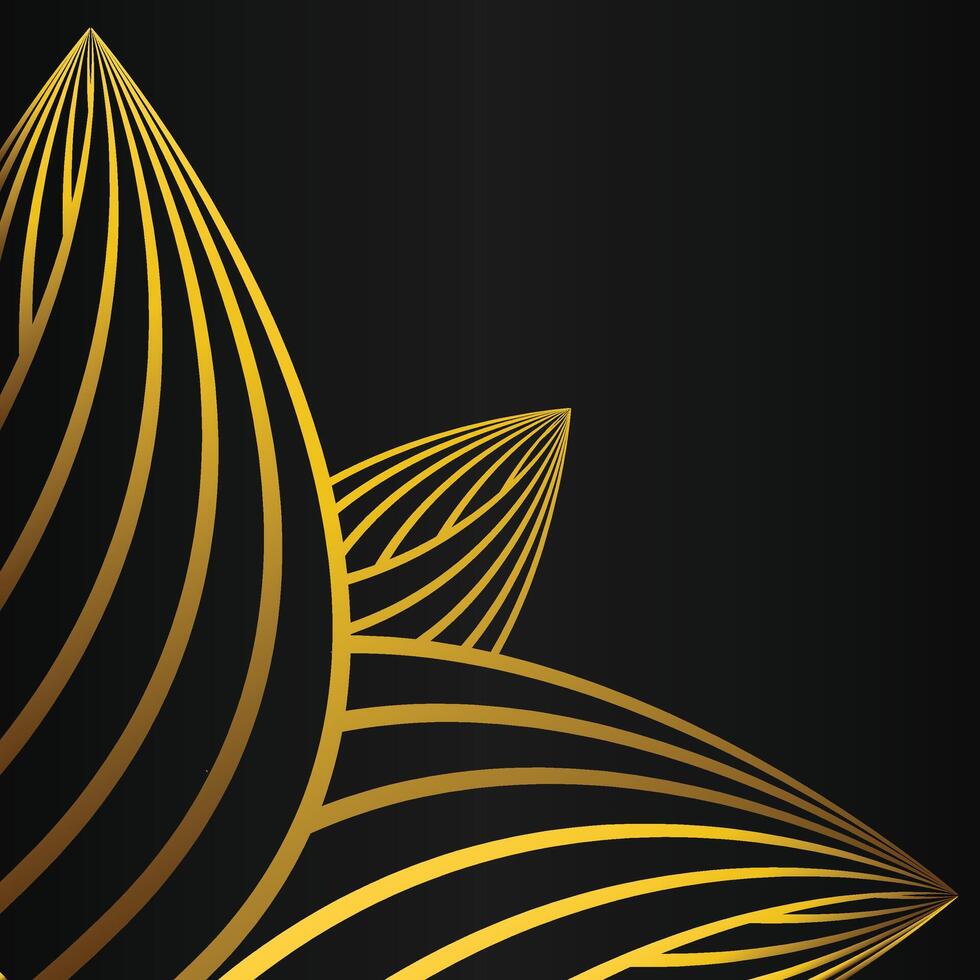 abstract golden flower frame corner decoration on black background vector