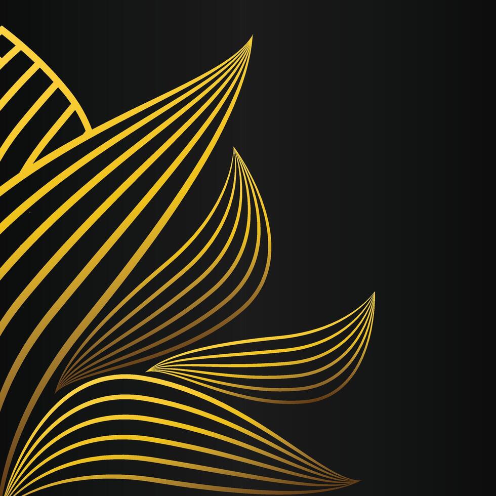 abstract golden flower frame corner decoration on black background vector