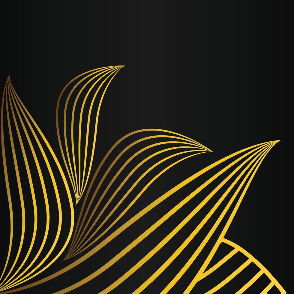 abstract golden flower frame corner decoration on black background vector