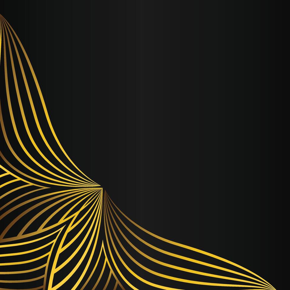 abstract golden flower frame corner decoration on black background vector