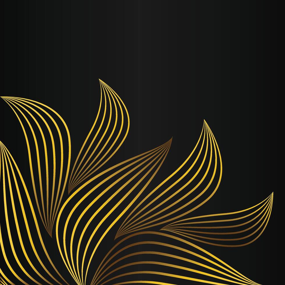 abstract golden flower frame corner decoration on black background vector