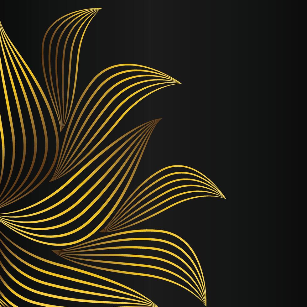 abstract golden flower frame corner decoration on black background vector